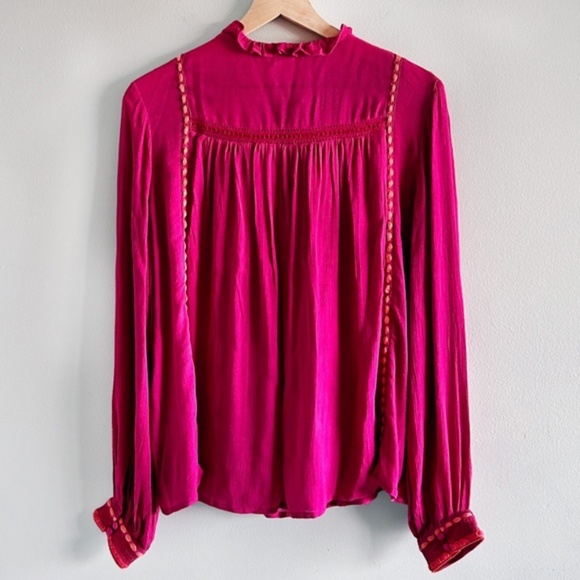 Anthropologie × BLANK LONDON Lissa Embroidered Peasant Blouse Medium NWT - Picture 4 of 15